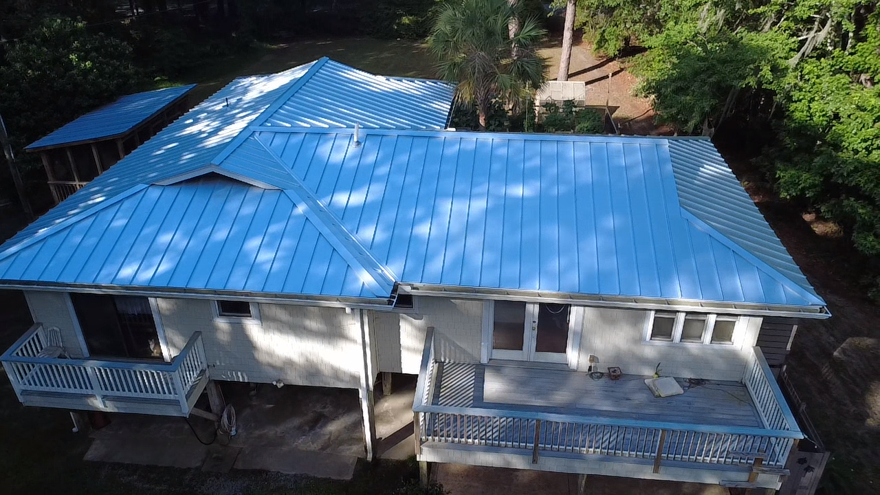 Completed metal roofing installation by Big Bear Roofing in Charleston, SC.